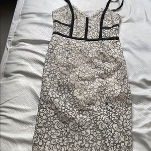 Express piped lace sheath dress white black size 6